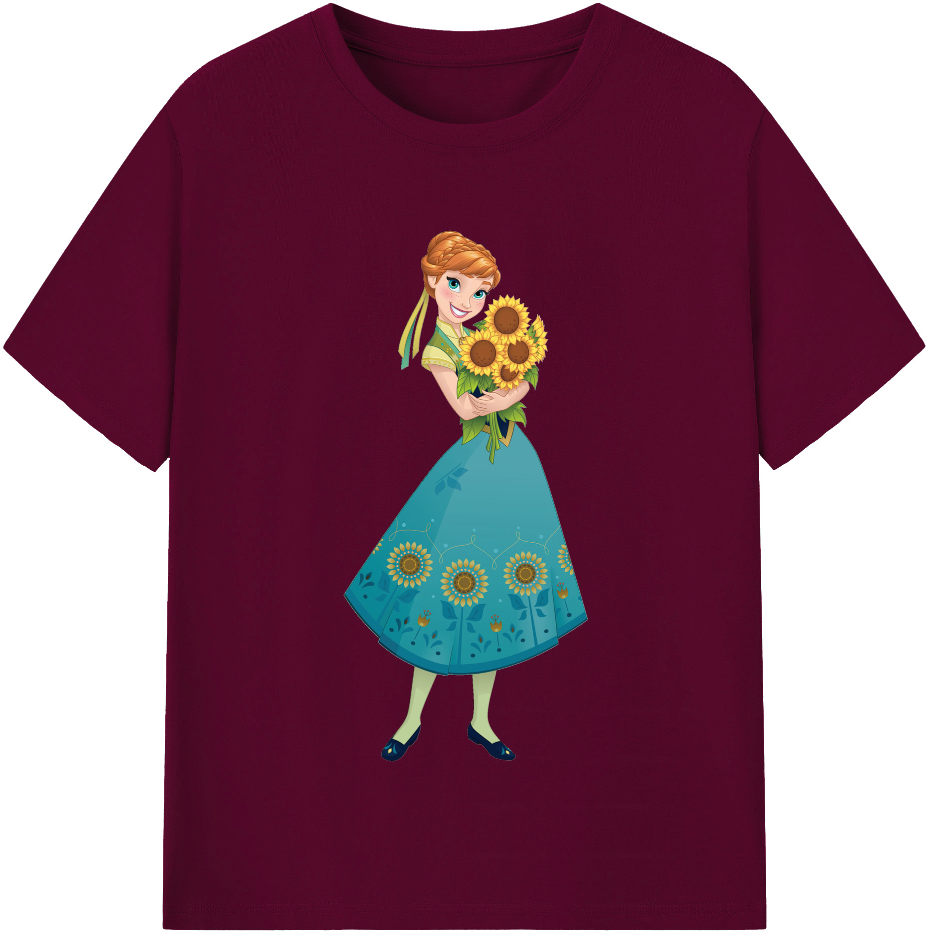 （画像用） アナと雪の女王 アンナ エルサ Frozen Anna Elsa レディースカジュアルプリントTシャツ（綿100％）